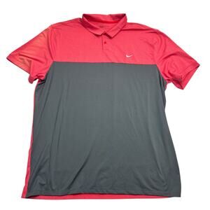 Nike Golf Dri-fit Size XXL Color-block Polo Shirt Pink Gray Sun Damage